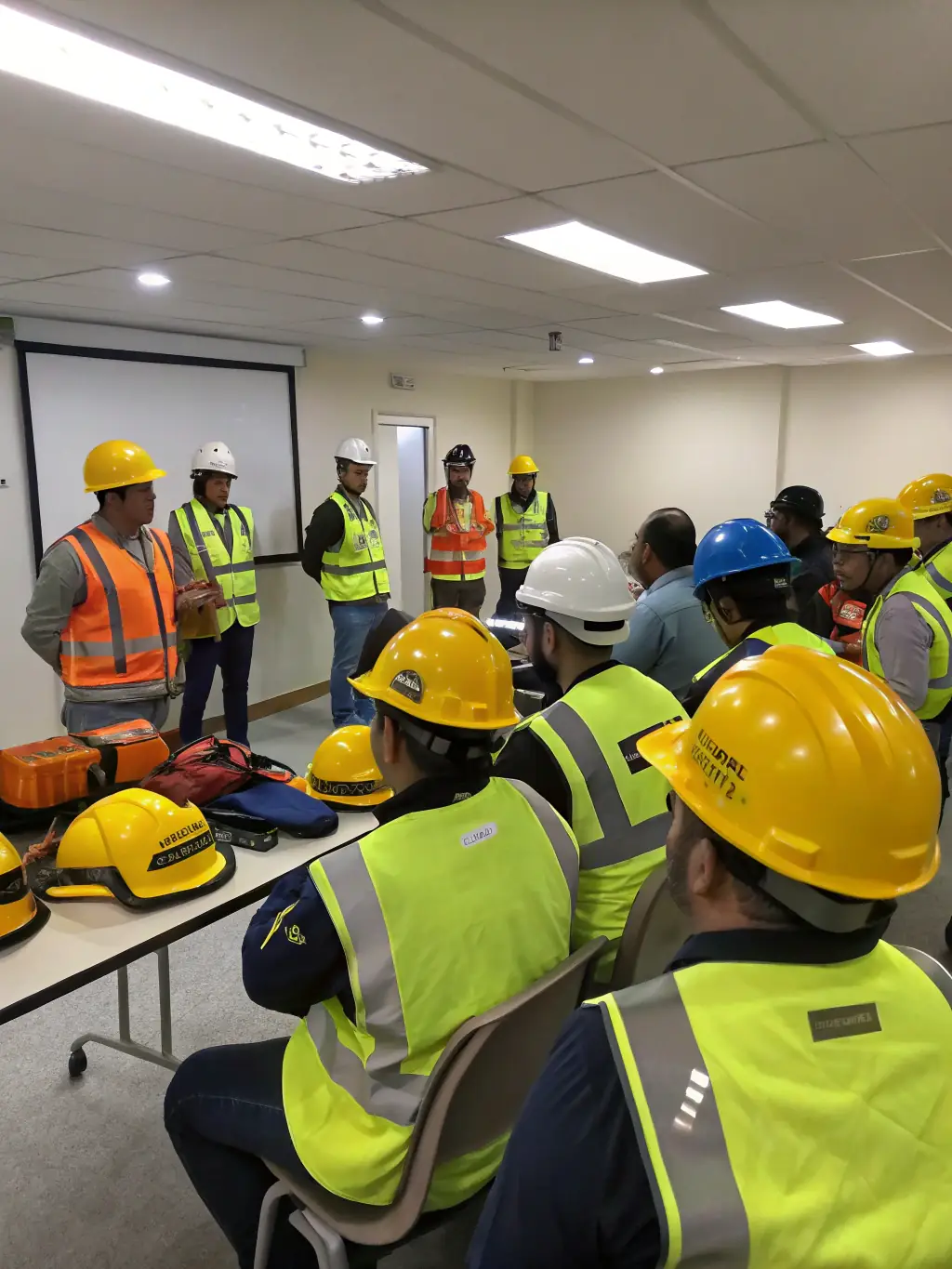 Workers in heavy-duty industrial workwear, demonstrating MAJARA MIRDIF SEWING's commitment to safety and durability in industrial settings.